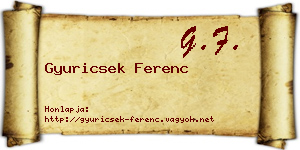 Gyuricsek Ferenc névjegykártya